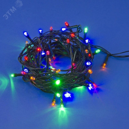 Гирлянда светодиодная 5м 50 светодиодов Разноцветный свет Провод зеленый ULD-S0500-050/DGA MULTI IP20