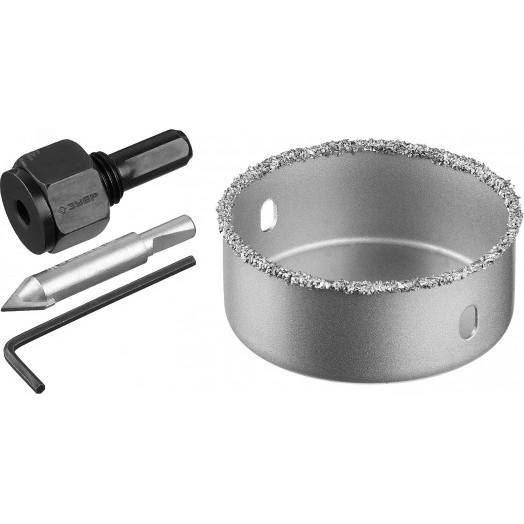 Коронка-чашка ''Профессионал'' c карбид-вольфрамовым нанесением, 67 мм, высота 25 мм, в сборе с державкой и сверлом