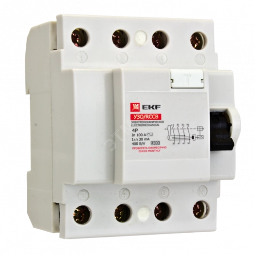 Выключатель дифференциального тока (УЗО)  4P 32А/10мА (электромеханическое) EKF Basic