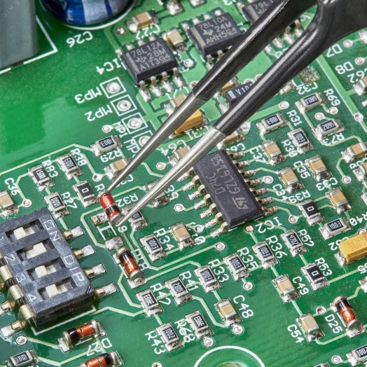 Пинцет ESD захватный прецизионный гладкие губки игловидные кончики антистатический L-110 мм нержавеющая хромоникелевая сталь хромированный KN-922871ESD