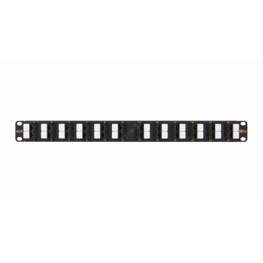 Панель 19'', 1U, 24 угловых порта, Кат.5e, RJ45/8P8C, неэкран., черная