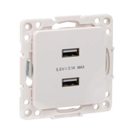 Розетка USB 2-м Стокгольм 2.1А механизм бел. PROxima EKF EYR16-028-10-2USB