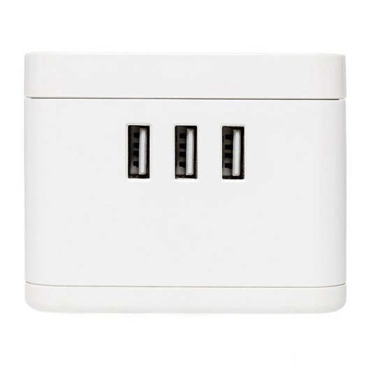 Удлинитель "Куб" 2 гнезда 3USB 2.4А+зарядное устройство 1.3 метра 1кв.мм EKF UBA-CUB-3-WC