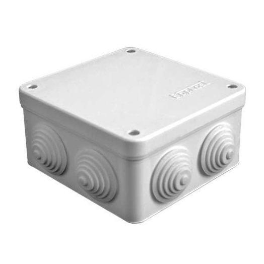 Коробка распределительная ОП 105х105х56мм IP54 7 выходов 4 гермоввода крышка на винтах сер. Epplast 110042