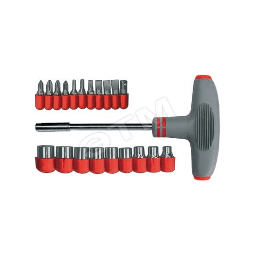 Отвертка Т-образная, 11 CrV бит и 9 головок