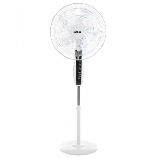Вентилятор напольный 60Вт 5 лопастей подставка круглая д/у управление бел./син. DUX 60-0213