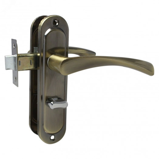 Защелка дверная левая с механизмом дополнительной фиксации изнутри, СТАНДАРТ ЗЩД 103/50 L AB бронза