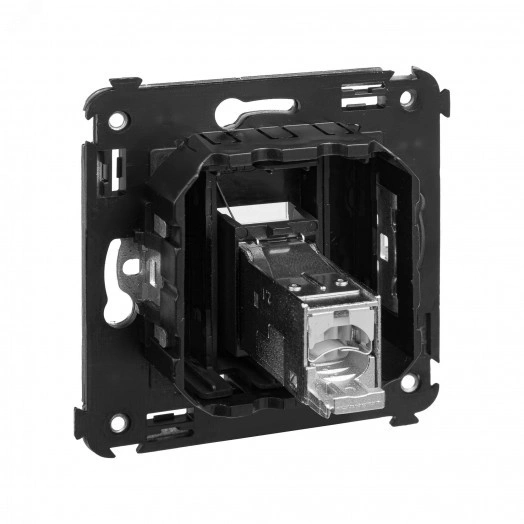 Компьютерная розетка RJ-45 в стену, кат.6 экранированная одинарная,''Avanti'', ''Черный матовый''