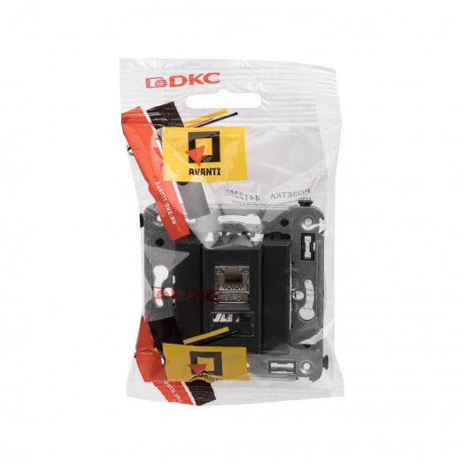 Компьютерная розетка RJ-45 в стену, кат.6 экранированная одинарная,''Avanti'', ''Черный матовый''