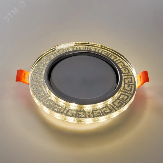 Светильник ДВО-15w GX53 без лампы со светодиодной подсветкой 4000К прозрачный золото