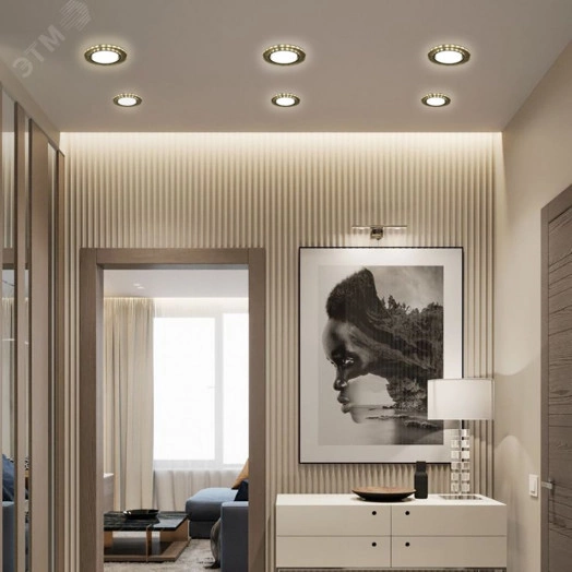 Светильник ДВО-15w GX53 без лампы со светодиодной подсветкой 4000К прозрачный золото