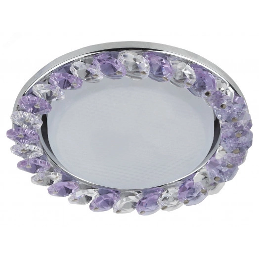 Светильник под лампу Gx53, 220V,13W, хром/прозрачный, фиолетовый DK85 CH/WH+PU  ЭРА