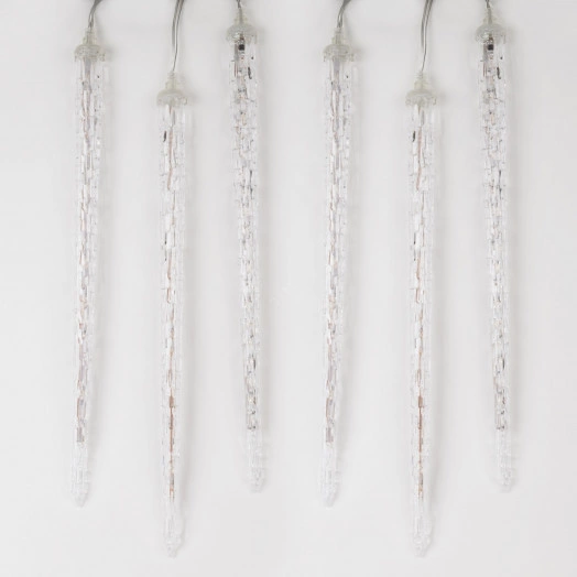 Занавес светодиодный фигурный Сосульки соединяемый 10 подвесов 300 светодиодов Размер 3х0,5м Цвет свечения белый IP44 Провод прозрачный Упаковка картон ULD-E3005-300/DTK WHITE IP44 ICICLE