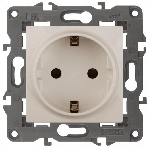 Розетка 2P+E Schuko, 16А-250В, Эра Elegance, сл.кость, 14-2101-02