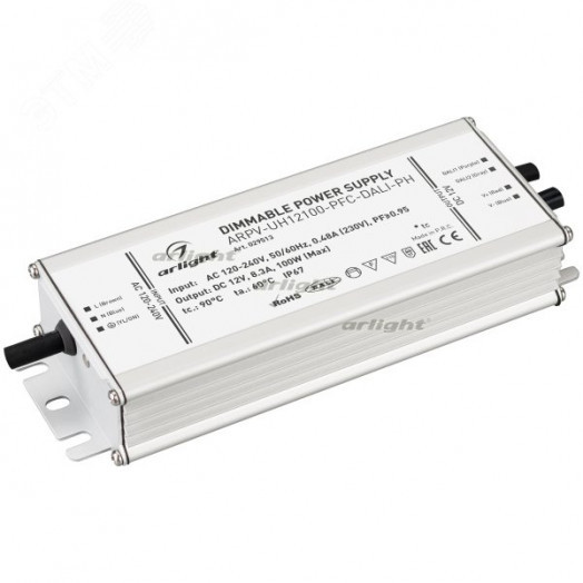 Блок питания ARPV-UH12100-PFC-DALI-PH (12V, 8.3A, 100W) (ARL, IP67 Металл, 7 лет)