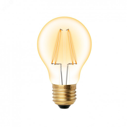 Лампа светодиодная декоративная LED 6вт 220-250В форма А 540Лм Е27 2250К золотая колба Uniel Vintage