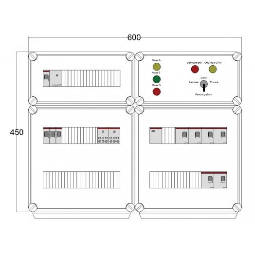 Щит управления электрообогревом DEVIBOX HR 6x1700 D330 (в комплекте с терморегулятором и датчиком температуры)