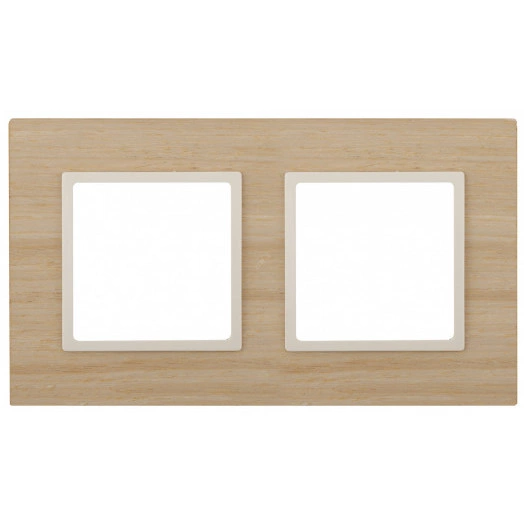 Рамка на 2 поста, дерево, Эра Elegance, клён+сл.кость, 14-5302-11