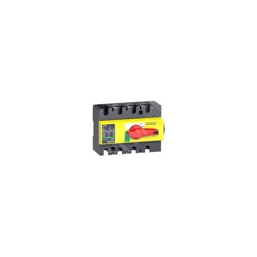 Выключатель-разъединитель INS160 3п красная рукоятка/желтая панель