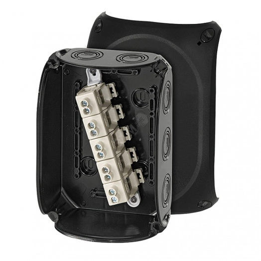 Коробка клеммная 5 положений до 16мм2 130х180х77 IP66/67 черная стойкая к УФ