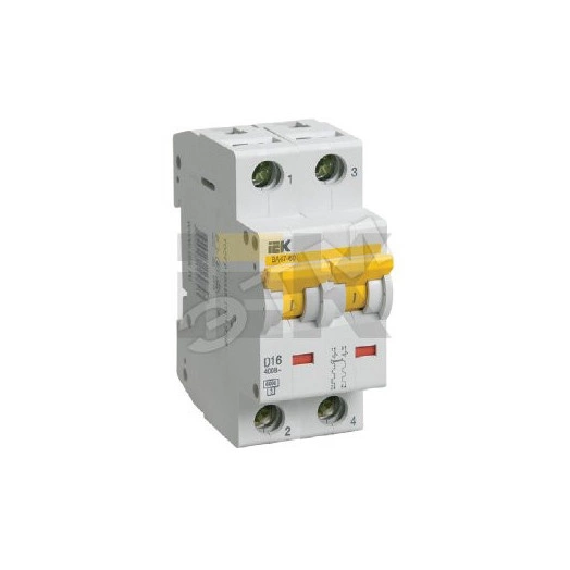 Выключатель автоматический двухполюсный 50А D ВА47-60 6кА