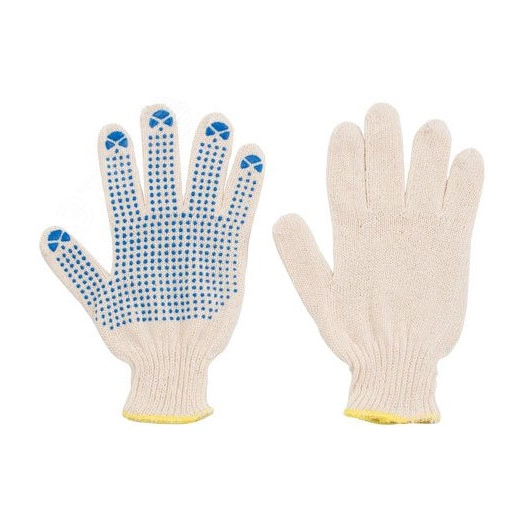 Перчатки вязаные (3 нити), х/б, с ПВХ, 10 класс вязки