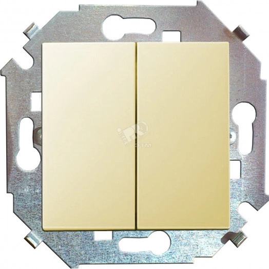 Simon15 Выключатель двухклавишный проходной (переключатель) 16А 250В винтовой зажим слоновая кость