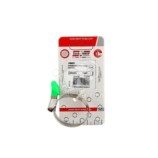 Хомут обжимной 30-45мм с бабочкой нержавеющая сталь (1шт)