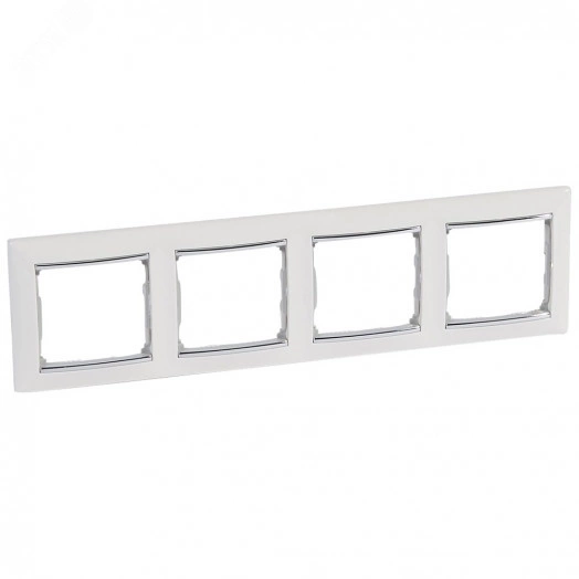 VALENA Рамка 4 поста горизонтальная елая/серебро