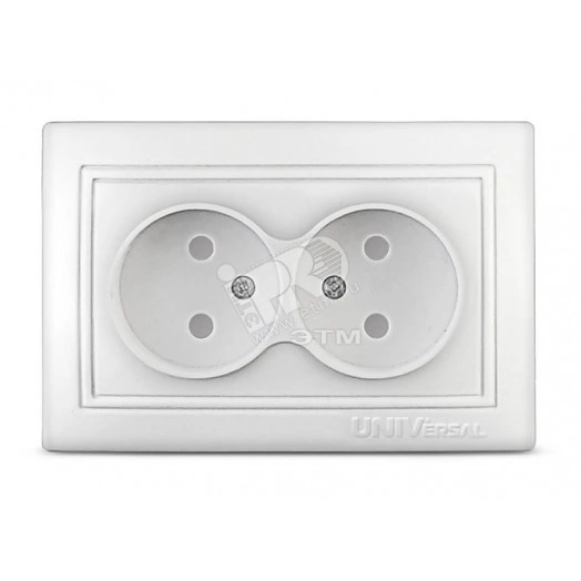 Розетка Севиль двойная без заземления с защитной шторкой белая