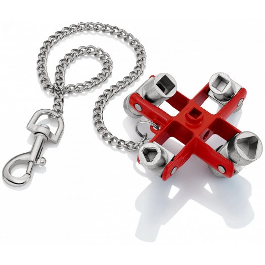 Универсальный 4-лучевой крестовой ключ для стандартных шкафов и систем запирания оцинкованный L-90 мм KN-001106