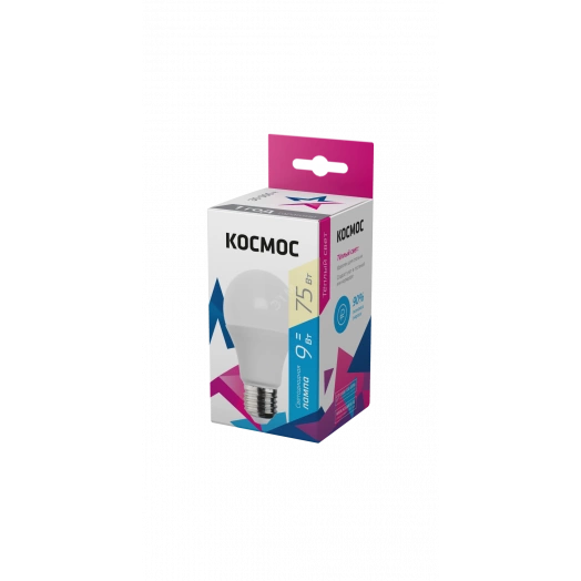 Лампа светодиодная LED 9Вт 220В Е27 D55х98 3000К теплый 720 лм A55 Космос