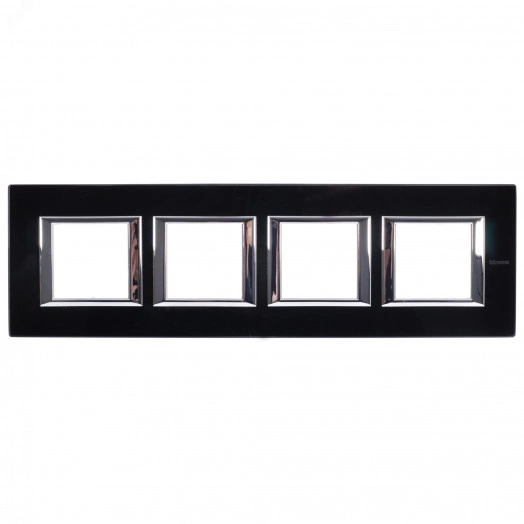 Axolute Рамка 2х4 поста 71мм горизонтальная черное стекло