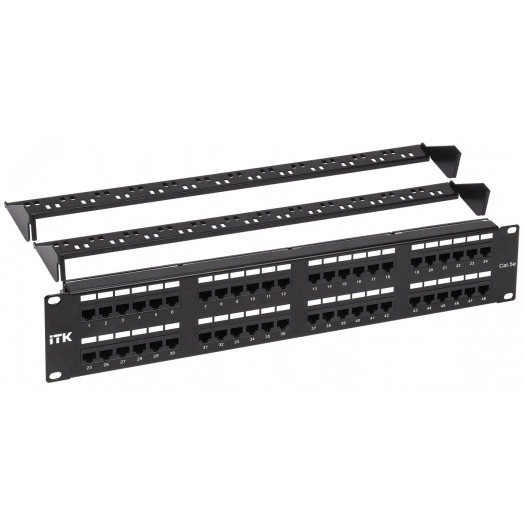 Патч-панель 2U кат 5е UTP 48портов с кабельным    органайзером