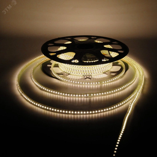 Лента светодиодная LED 7 Вт/м 600 Лм/м 2835/SMD 120 шт/м 220В AC 3000К теплый белый IP67 20 м Black Gauss