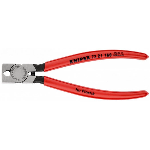 Бокорезы для пластмассы губки под углом 85° с пружиной удлинённые режущие кромки без фасок L-160 мм обливные рукоятки KN-7221160