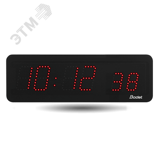 Часы цифровые STYLE II 7S (часы/минуты/секунды), высота цифр 7 см, красный цвет, NTP, PoE, монтаж в стену заподлицо