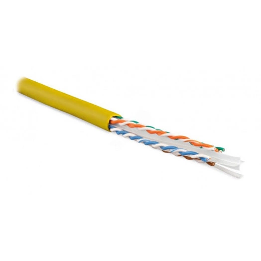 Витая пара U/UTP категория 6 4 пары (23 AWG) одножильный (solid) с разделителем LSZH нг(С)-HF –20°C – +75°C желтый