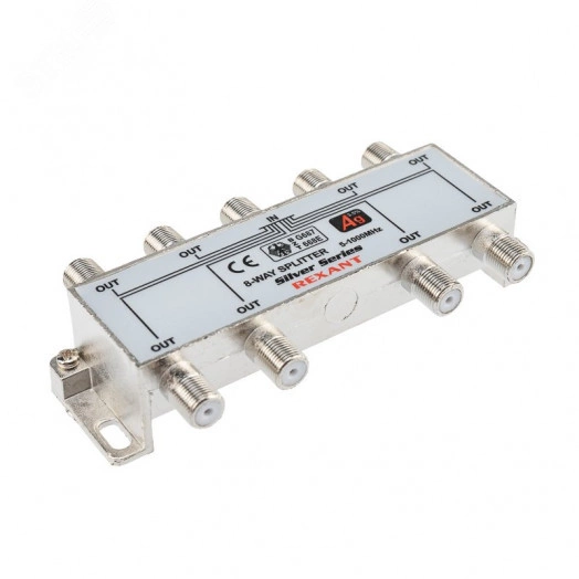 ДЕЛИТЕЛЬ  ТВ х 8 + 9шт. F  BOX 5-1000 МГц Silver REXANT