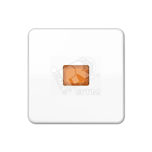 Клавиша с оранжевым окошком для выключателя с подсветкой  белая