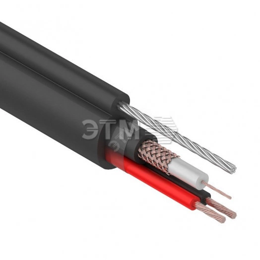 Кабель КВК-П-2+2x0,75 кв.мм, +ТРОС (Cu/Cu) черный (305 м)