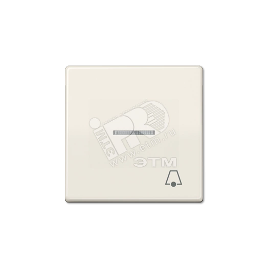 Клавиша для выключателя с окошком для подсветки и символом  звонок   слоновая кость