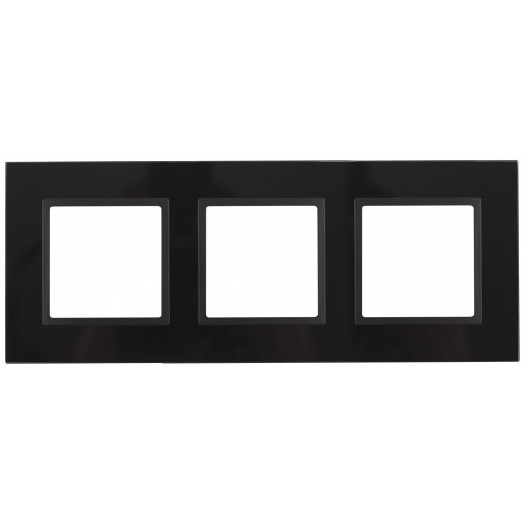 Рамка на 3 поста, стекло, Эра Elegance, чёрный+антр, 14-5103-05