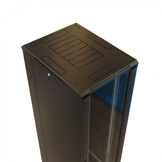 Шкаф напольный 19-дюймовый 37U 1833х600х800 мм ВхШхГ перед. стекл дверь с перфорированными бок. зад. дверь сплошная  черный  WR-TT-3768-AS-RAL9004