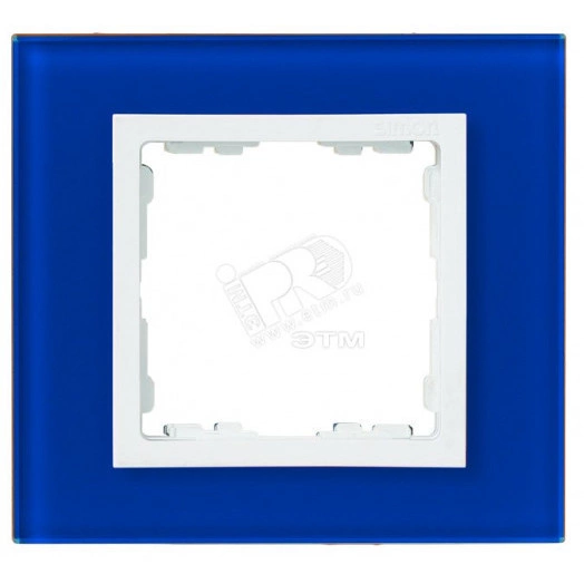Рамка на 4 поста, S82N, синий - белый (стекло)
