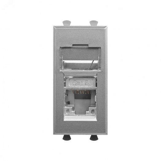 Компьютерная розетка RJ-45 модульная, кат. 6 экранированная,''Avanti'',''Закаленная сталь'', 1 модуль