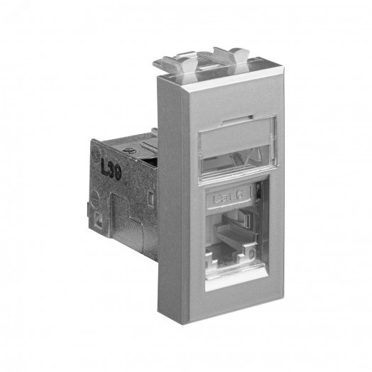 Компьютерная розетка RJ-45 модульная, кат. 6 экранированная,''Avanti'',''Закаленная сталь'', 1 модуль