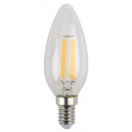 Лампа светодиодная филаментная F-LED B35-5W-840-E14 (филамент, свеча, 5Вт, нейтр, E14 (25/50/3300) ЭРА