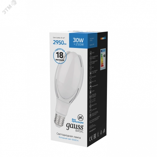 Лампа светодиодная LED 30 Вт 2950 Лм 6500К холодная E40 BT100 Basic Gauss
