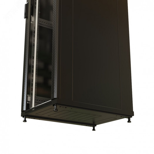 Шкаф напольный 19-дюймовый 37U 1833х600х600 мм ВхШхГ перед. стекл дверь с перфорированными бок. зад. дверь сплошная  черный  WR-TT-3766-AS-RAL9004